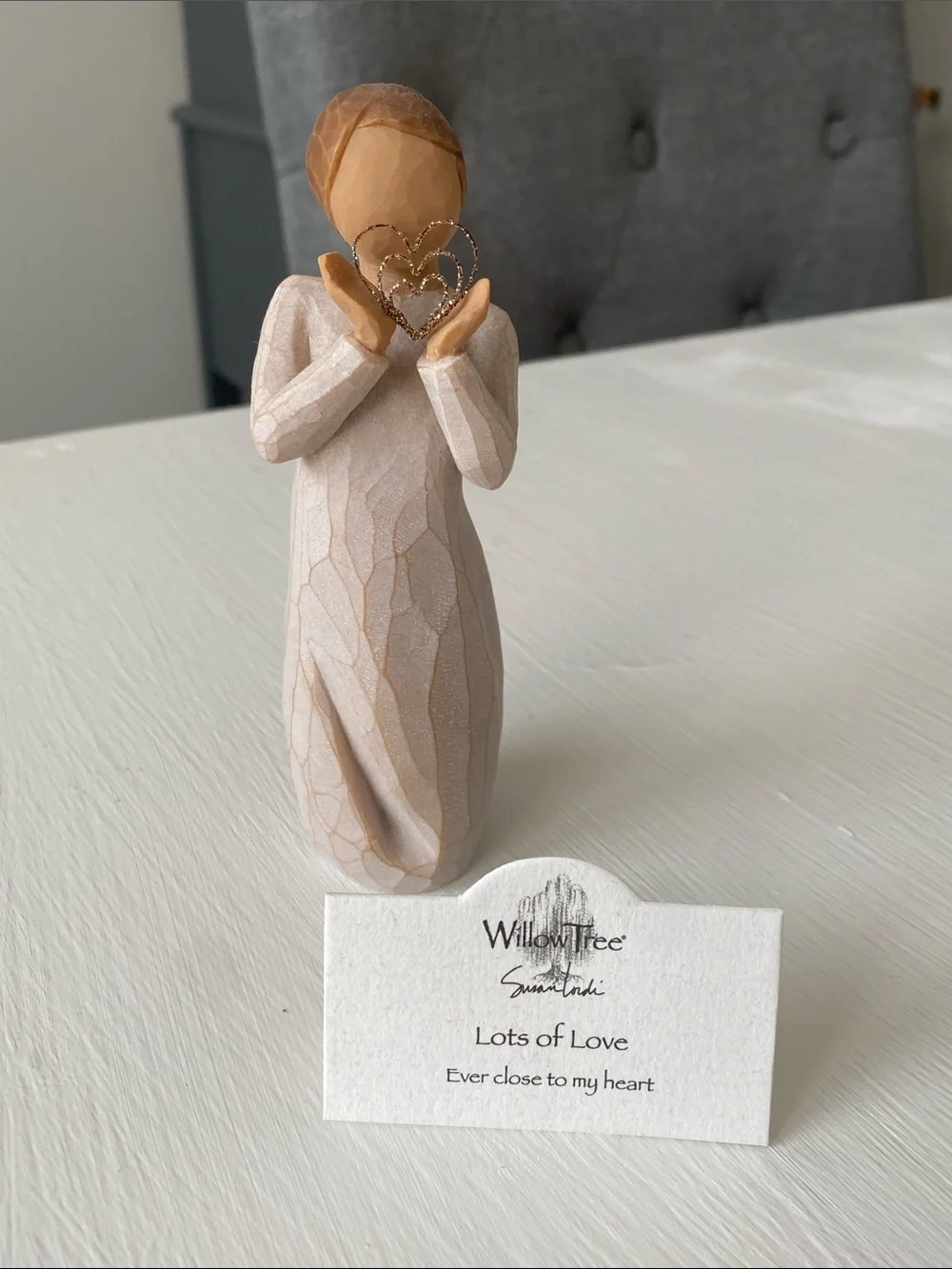 Willow Tree 'Lots of Love' Figurine, Gold Glitter Heart, Ever Close to my Heart